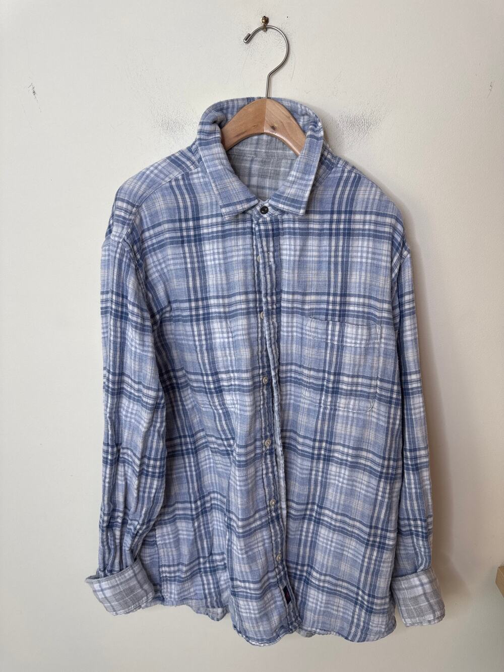 FAHERTY Men's Reversible Plaid Button Up Shirt Blue Gray Size L/XL